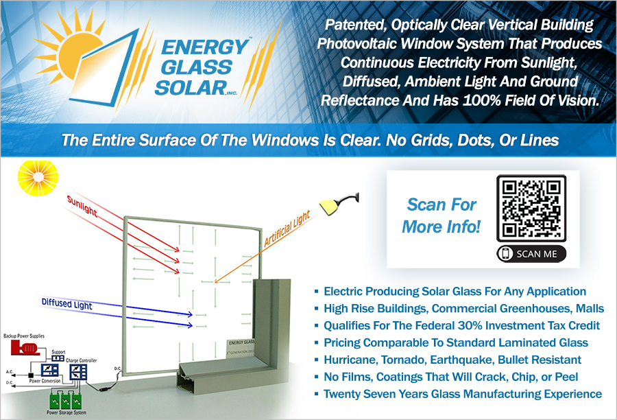 An Exhibit Of Energy Glass Solar™ Showcasing The Electric Producing ...