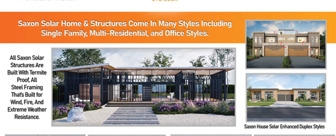 Saxon Capital Group, Inc. Expands Further into the Home Building Sector by Introducing New and Larger Solar Powered Homes